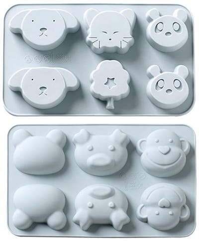 Dailygoods- Siliconen Vormen Set van 2 - Dierenserie Mold - Voedselveilige Siliconen - Flexibel en Opvouwbaar - Voor Taarten en Chocolade - Afmetingen: 20,5 x 11,8 cm en 20,4 x 12,4 cm - Bakvorm