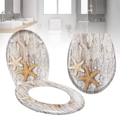 Toiletbril - Toiletdeksel Duroplast - Badkamer Vernieuwen - Softclose Mechanisme - Universele Maat - Parel Zeester