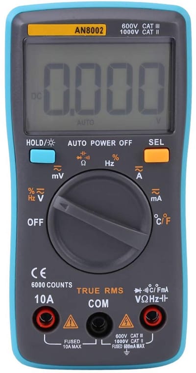 Digitale Multimeter True-RMS met 6000 Counts: AC/DC Spanning, Stroom en Weerstand Tester
