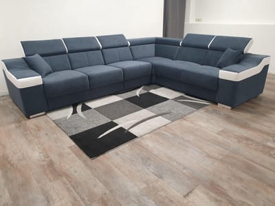 hoekbank arizona- blauw grafiet/wit- (echte fotos) - Hoeksalon
