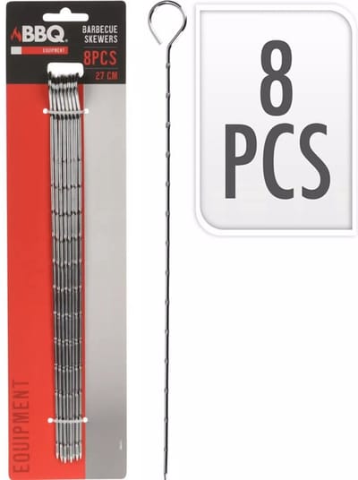 Barbecue Spiesen - 8x - Metaal - 27,5 cm - Rond Handvat - BBQ Accessoires