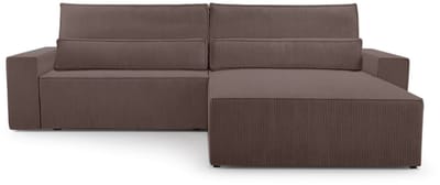 Hoekbank met Slaapfunctie - 297 x 200 x 85 cm - Comfortabele en Stijlvolle Familiebank - DENVER L - Poso 04 Bruin