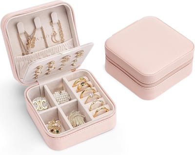 KZQ Roze Sieradendoosje en Reisorganizer voor Meisjes en Dames Geschikt voor Oorbellen Kettingen en Ring als Opslag en Huwelijkscadeau Compact en Draagbaar Design