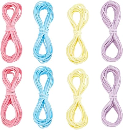 40 Meter 8 Bundels Platte Faux Suede Touw in 4 Kleuren voor DIY Sieraden maken, Armbanden, Kettingen en Oorbellen met 3mm Dun Leerkoord