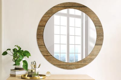 Coloray Bedrukte Spiegel - Oud hout Wandspiegel Decoratieve Print - 70 cm - Bruin Bedrukte Spiegel - Wandspiegel Decoratieve Print - Bedrukte Spiegel - Spiegel Met Bedrukte Lijst