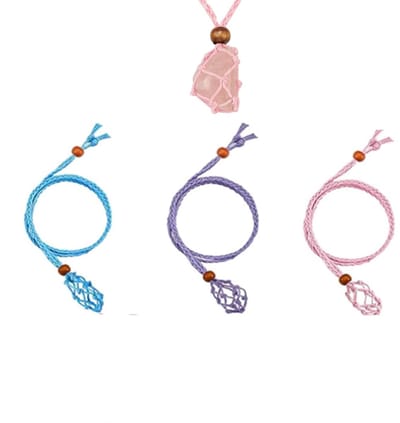 Dailygoody - Verstelbare String Kooi Visnet Ketting - DIY Sieraden - Roze, Paars, Blauw - Kristallen Ketting Houder - Geschikt voor Kettingen, Edelste...