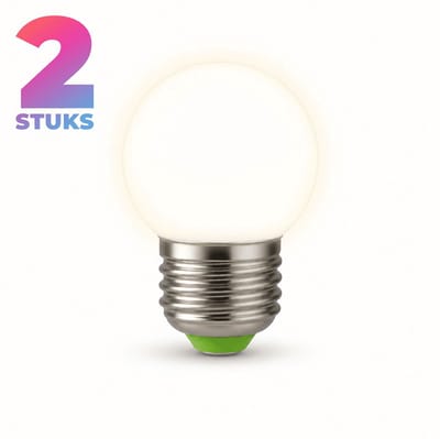 2x Globe G45 Spaarlamp E27 - 5W - Warm Wit Licht (2700K) - 800 lm - 10 jaar - Niet Dimbaar - Bespaar op energiekosten