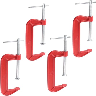 4 Stuks 5 Inch G Klem, Kaak Opening 130mm Rood Gietijzer C Klemmen voor Houtbewerking, Lassen en Bouwprojecten