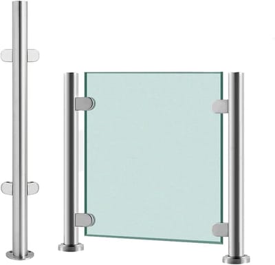 Balustrade Paal - Glazen Houder Balkon - Buitenruimte Beveiligen - Roestvrij Staal 304 - 105 cm - Geborsteld