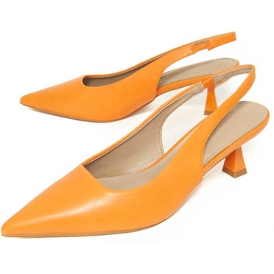 Montevita Oranje Hoge Hak Schoenen met Open Hak en Gesloten Neus