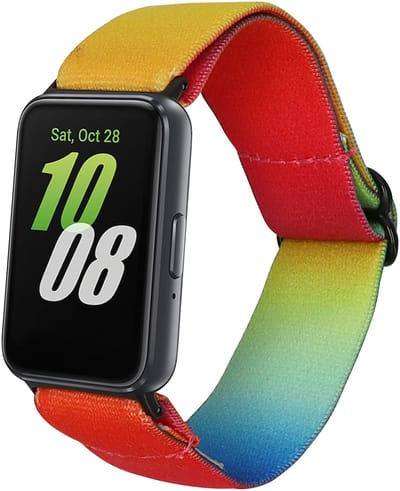 kwmobile nylon bandje voor smartwatch - geschikt voor Samsung Galaxy Fit 3 - 14 - 22 cm - Polsbandje in oranje / rood / blauw