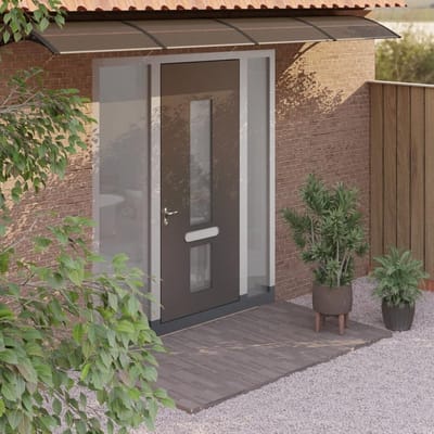Deurluifel Polycarbonaat - Regenbescherming Buiten - Voordeur Beschermen - Robuust Frame - 350x100 cm - Zwart