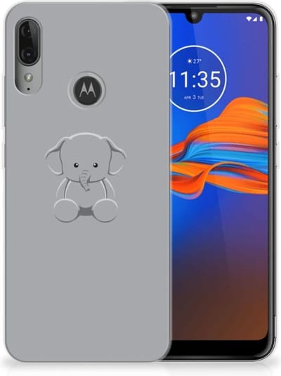 Motorola Moto E6 Plus Telefoonhoesje met Naam Grijs Baby Olifant