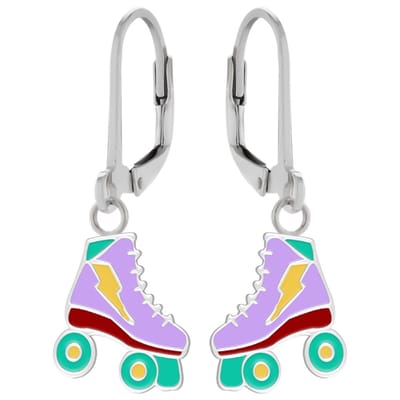 WeLoveSilver - zilveren kinderoorbellen - rolschaats pastel - 21 mm