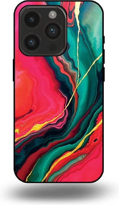 Smartphonica Telefoonhoesje Geschikt voor iPhone 14 Pro met Rood Groen Marmer Opdruk - TPU Backcover Case Red Green Marble Design geschikt voor iPhone 14 Pro