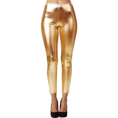 dressforfun - Metallic legging goud M - verkleedkleding kostuum halloween verkleden feestkleding carnavalskleding carnaval feestkledij partykleding - 303593