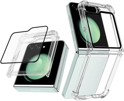 Casemania Hoesje Geschikt voor Samsung Galaxy Z Flip 5 - Transparant - Anti Shock Back Cover - Ingebouwd Screenprotector