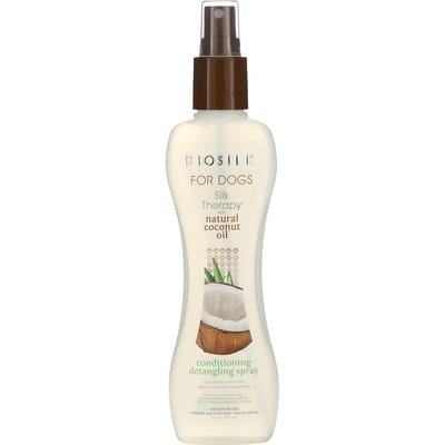 Biosilk, Silk Therapy, Conditionerende Ontwarrende Spray met Natuurlijke Kokosolie, voor Honden, 7 fl oz (207 ml)