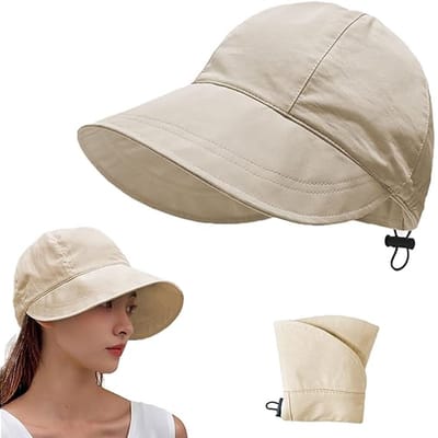 Zonnehoed - Zonnehoed Dames UPF 50+ - Opvouwbare Strandhoed met Brede Rand - Zomer & Buiten - Beige - Hoofdomtrek 55-60cm - Beige