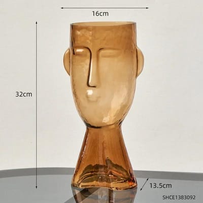 Artistieke Gezicht Glazen Vaas Transparante Terrarium voor Sieraden Woonkamer Decoratie Bloemenvaas Tafeldecoratie Accessoires Handwerk