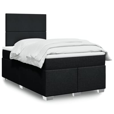 vidaXL - Boxspring - met - matras - stof - zwart - 120x190 - cm