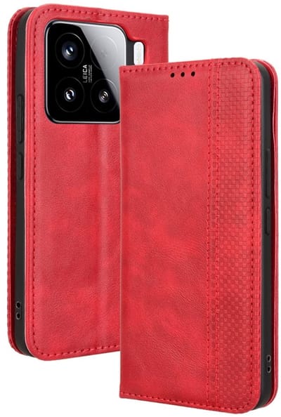 Coverup Hoesje - Geschikt voor Xiaomi 15 Hoesje - Coverup Vintage Style Book Case - Rood