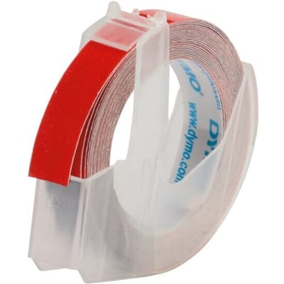 DYMO originele labeltape met reliëf | rollen van 9 mm x 3 m | Wit op rood | Zelfklevend | Voor labelmakers voor reliëfdruk | 1 stuk