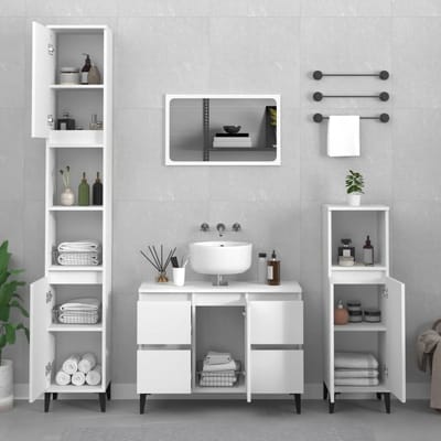 vidaXL - Wastafelkast - 80x33x60 - cm - bewerkt - hout - wit