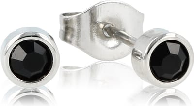 My Bendel - Edelstalen Oorsteker met Zwarte Zirkonia Steen 4 Mm - Elegante Zilverkleurige Oorbellen met Zwarte Zirkonia - met Luxe Cadeauverpakking | Sieraden Voor Dames