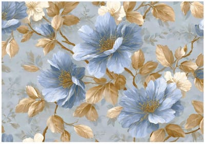 WALLARENA - Behang 150x105 cm - Fotobehang - Vliesbehang - gouden glamour bloemen - voor slaapkamer en woonkamer - halfmatte afwerking - goud