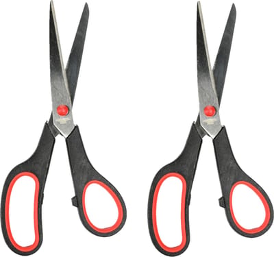 Benson huishoud/keukenschaar - 2x - zwart/rood - rvs/kunststof - 22 cm