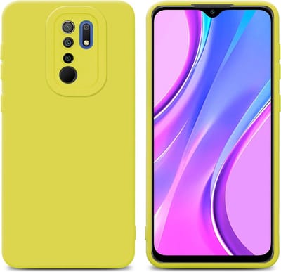 Cadorabo Hoesje geschikt voor Xiaomi RedMi 9 in FLUID GEEL - Beschermhoes gemaakt van flexibel TPU silicone Cover Fluid Case
