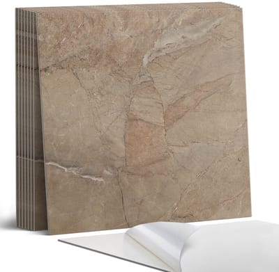 Coloray Plaktegels - Natuursteenpatroon Portugese Tegels - 30 cm x 30 cm - Beige Plaktegels - 9 stuks - Vierkant PVC Tegels - Plaktegels Keuken - Zelfklevende Vloertegels - Vinyl Tegels Zelfklevend - Zelfklevende Tegels