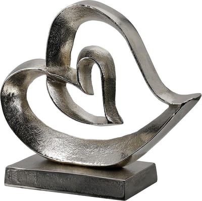 Gilde Handwerk -Beeld - Sculptuur - Hart - Aluminium - Zilverkleur - 10.5x29x24.5cm