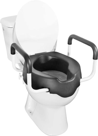 VIN® Toiletverhoger met Armleuning - Voor Ouderen – 10 cm Hoog - WC Verhoger - Verhoogde Bril – Toiletframe - Toilet lift – Zwart