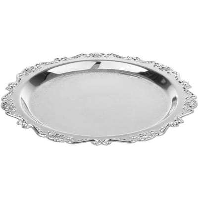 Plat à fruits rond en métal argenté, assiette à pâtisserie, plateau de service à thé et dessert, 25 cm