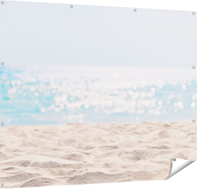 Gards Tuinposter Helder Witte Strand met Zee Uitzicht - 150x120 cm - Tuindoek - Tuindecoratie - Wanddecoratie buiten - Tuinschilderij