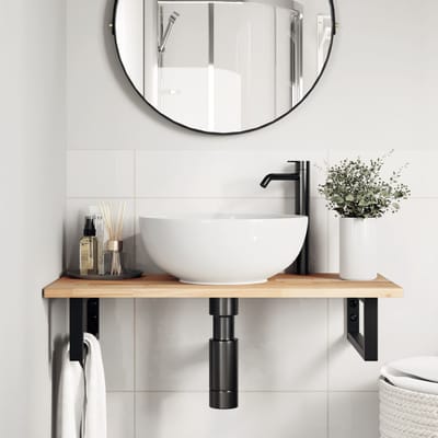 vidaXL - Badkamer - wandschap - staal - en - massief - acaciahout