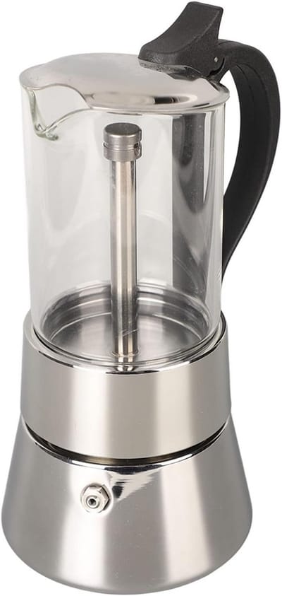 Koffiezetapparaat - Mokkapot Percolator - Italiaanse Koffie Maken - Kristallen Glasplaat - 4 Kopjes - Zilver