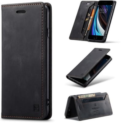 Luxe Flip Case met RFID Bescherming Kaarthouder en Magneetsluiting voor iPhone 6/7/8/SE2020/SE2022 _ Zwart