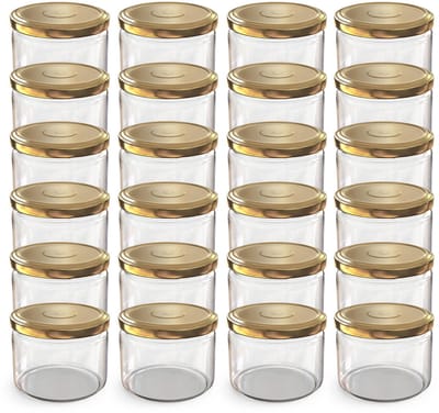 Oputec 24x 282ml inmaakpotten / voorraadpotten TO Ø 82 mm– glazen jampotten – metalen schroefdeksel goud – conservenpotten