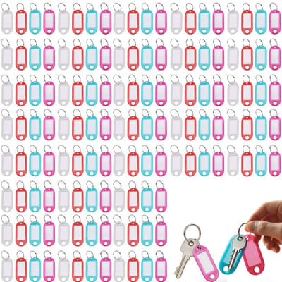 Dailygoods- Sleutelhangers 400 Stuks - Veelkleurige Sleutelhangers - Identificatielabels - Gesplitste Ringen - Duurzaam Kunststof - Afmeting 4,7 x 2 cm