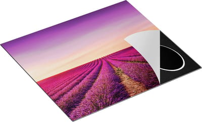 Chefcare Inductie Beschermer Paarse Lavendel Bloemenveld - 60x50 cm - Afdekplaat Inductie - Kookplaat Beschermer - Inductie Mat