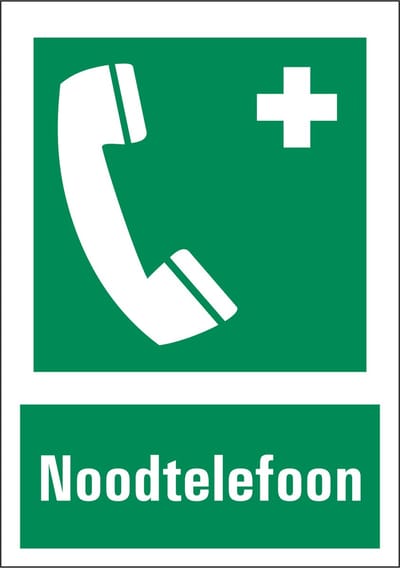 Noodtelefoon sticker met tekst 210 x 297 mm