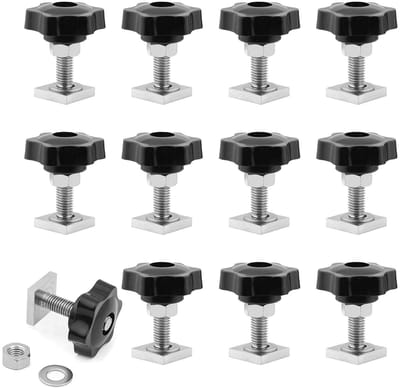 Set van 12 Dakkoffers, T-Groove Bouwstenen, M8, 20 x 20 mm, Inclusief Moeren en Ringen voor Bevestiging en Stabiliteit