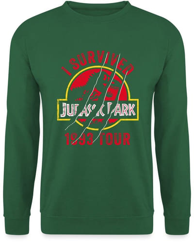 Jurassic Park Bekrast Logo I Survived 1993 Tour Sweater Heren