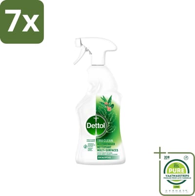 7 x Dettol Tru Clean - Allesreiniger - Spray - Eucalyptus - Multi-Oppervlakken - 500ml - Grootverpakking - Allesreiniger - Schoonmaakspray - Eucalyptus - Natuurlijke Ingrediënten - Vetvlekken