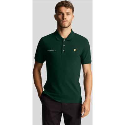 Lyle & Scott donkergroen poloshirt met gecoordineerde print en korte mouwen