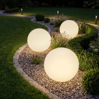 tectake® Tuinbol - Ø50 cm - Bolvorminge LED Buitenlamp met Afstandsbediening - 16 Kleuren en 5 Lichtmodi - Weerbestendige Tuinverlichting - Feestversiering - Tuindecoratie - Inclusief Lichtbron - Lichtbol - Lichtbollen voor Buiten - Bol Lamp