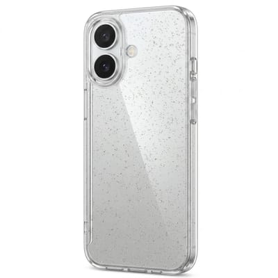 Wit transparant telefoon hoesje dames heren geschikt voor iPhone 17 – backcover met glitter afwerking en schokbestendige randen